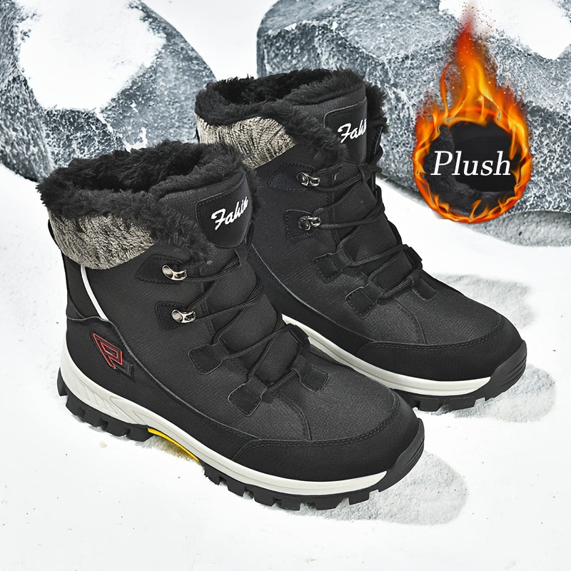 Men's & Women's Winter Snow Boots with Plush Lining & Slip-Resistant Rubber Sole - High-Ankle Lace-Up PU Shell, Insulated Cold-Weather Traction for Hiking, Hunting, Outdoor Activities - Unisex Heavy-Duty Round-Toe Boots for M