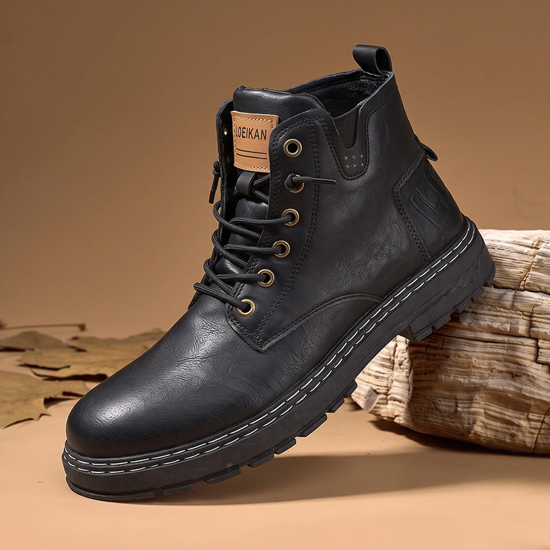 Men's Vintage Motorcycle Boots with Platform Sole, British Style