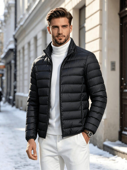Men's Lightweight Stand-Collar Quilted Jacket for Fall Winter