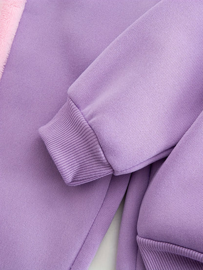 Autumn And Winter Girls' Fashion New Style Simple And Versatile Elegant Heart-Shaped Pattern Splicing Embroidery Bow Decoration Round Neck Long-Sleeved Top + Slim Stretch Leggings Casual Sports Two-Piece Set, Suitable for Out