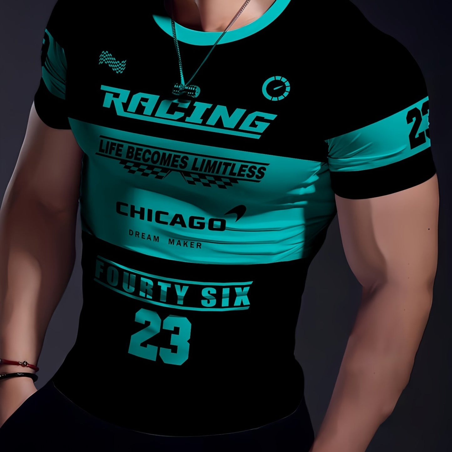 Men'S Racing Graphic T-Shirt - Bold Neon Green  Black Racing Car Design, Lightweight Breathable Fabric for Motorsport Events, Casual Streetwear - Chicago Dream Maker Inspired Casual Attire, Racing Jersey, Event Apparel, Spor