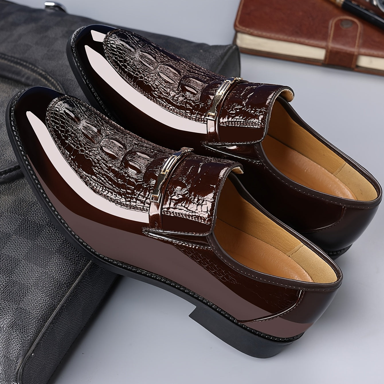 Men's Casual Loafers Dress Shoes Animal Print Slip-On