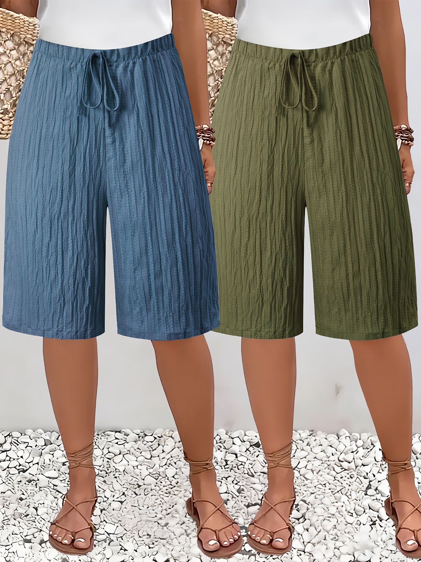 Women's Casual Solid Color Lightweight Summer Shorts Set