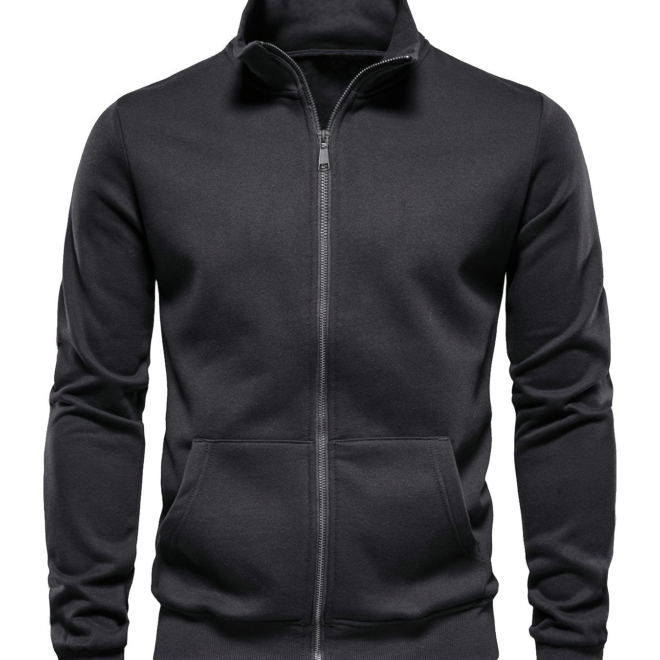 Men'S Lightweight Breathable Zip-Up Jacket - Casual Outdoor Windbreaker with Kangaroo Pocket, Soft Shell Design for Hiking, Fishing, Gym & Streetwear - Spring/Fall Layering Essential, Fishing Attire, Stylish Stand Collar, Dur