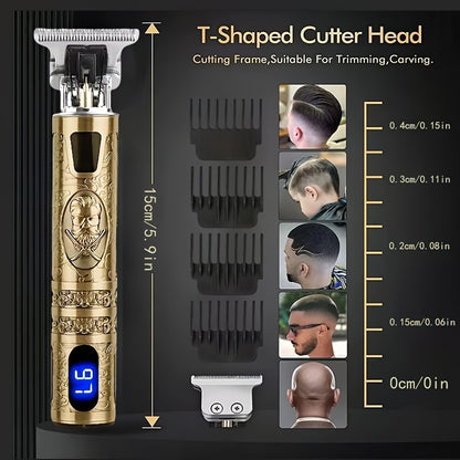 YAIAWISU Men's Cordless Electric Hair Clippers & Beard Trimmer with LCD Screen, USB-Rechargeable Cordless Grooming Kit, T-Blade Trimmer with Guide Comb Suitable for Hair, Shaving, and Scalp Trimming