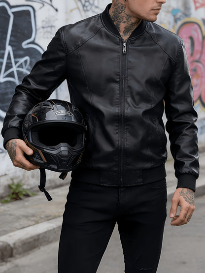 Men's Classic Baseball Collar Jacket - Retro Skinny Fit Outerwear