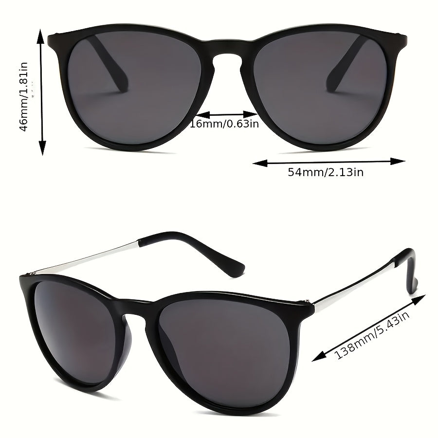 Round-Frame Casual Sunglasses with UV400 Protection for Everyday Wear