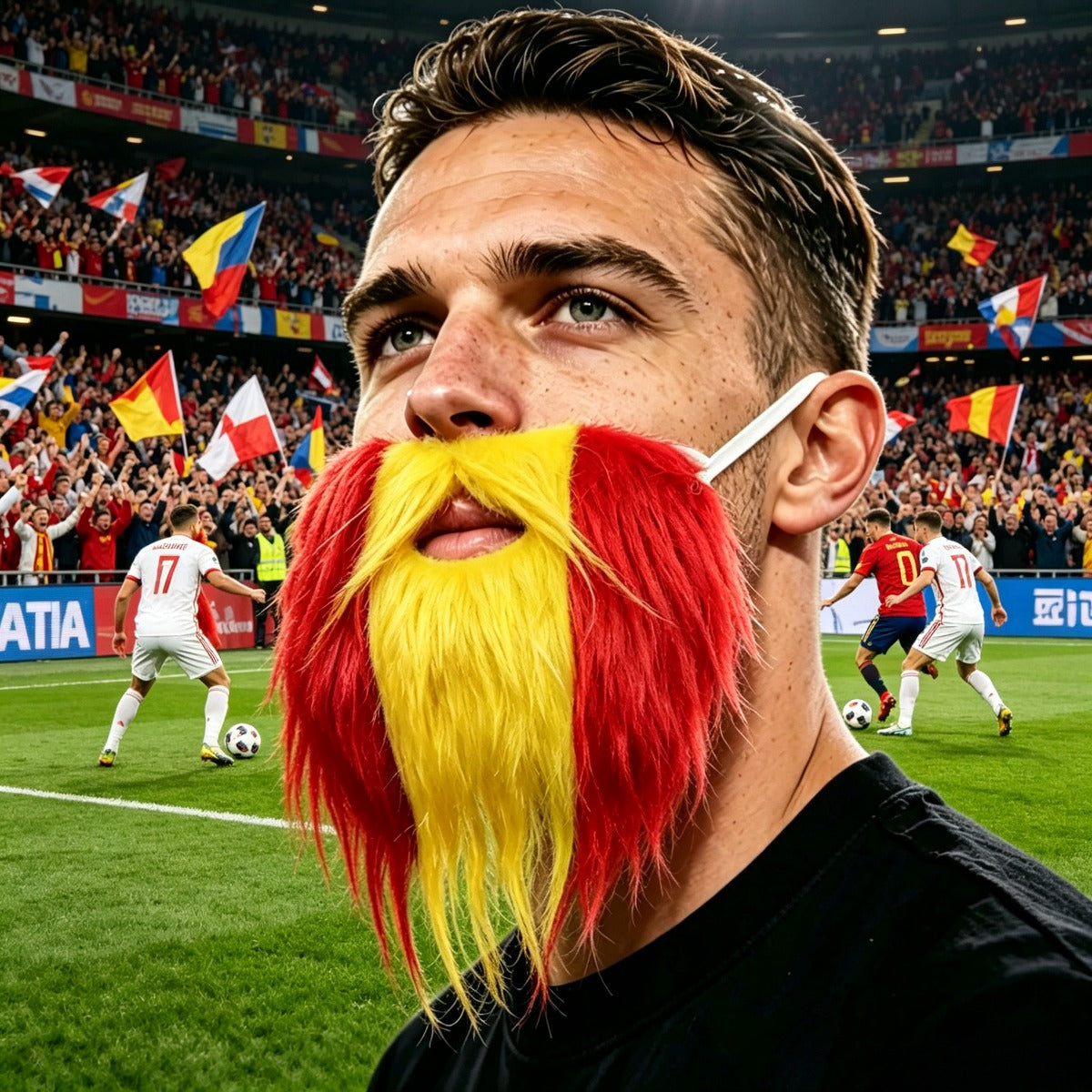 Spanish Flag Plush Beards for Football Matches & Parties