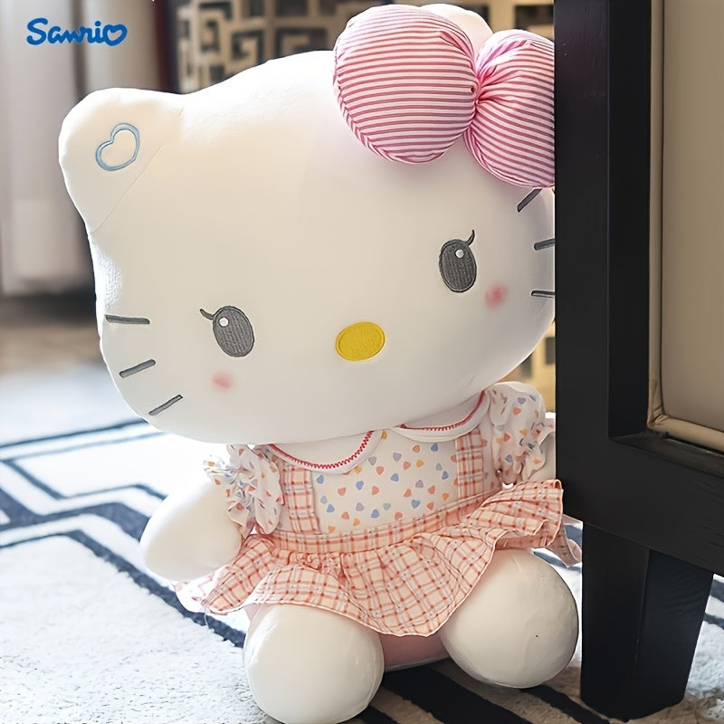A Sanrio Hello Kitty Plush Toy - a Cute Polyester-Filled Animal with a Pink Bow, Perfect for Birthday, Christmas, Thanksgiving, And Party Gifts, Cartoon Doll, Birthday Present | Playful Design | Soft Texture, Suitable for Hel