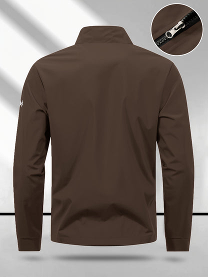 Men's Vintage Casual Bomber Jacket Stand Collar Windproof Coat