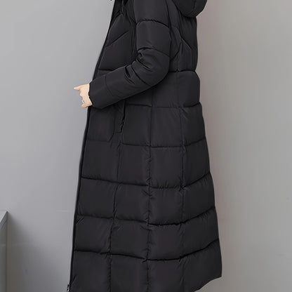 Thickened Long Hooded Coat for Women, New Winter Style, Slim Fit Knee-Length Winter Jacket.