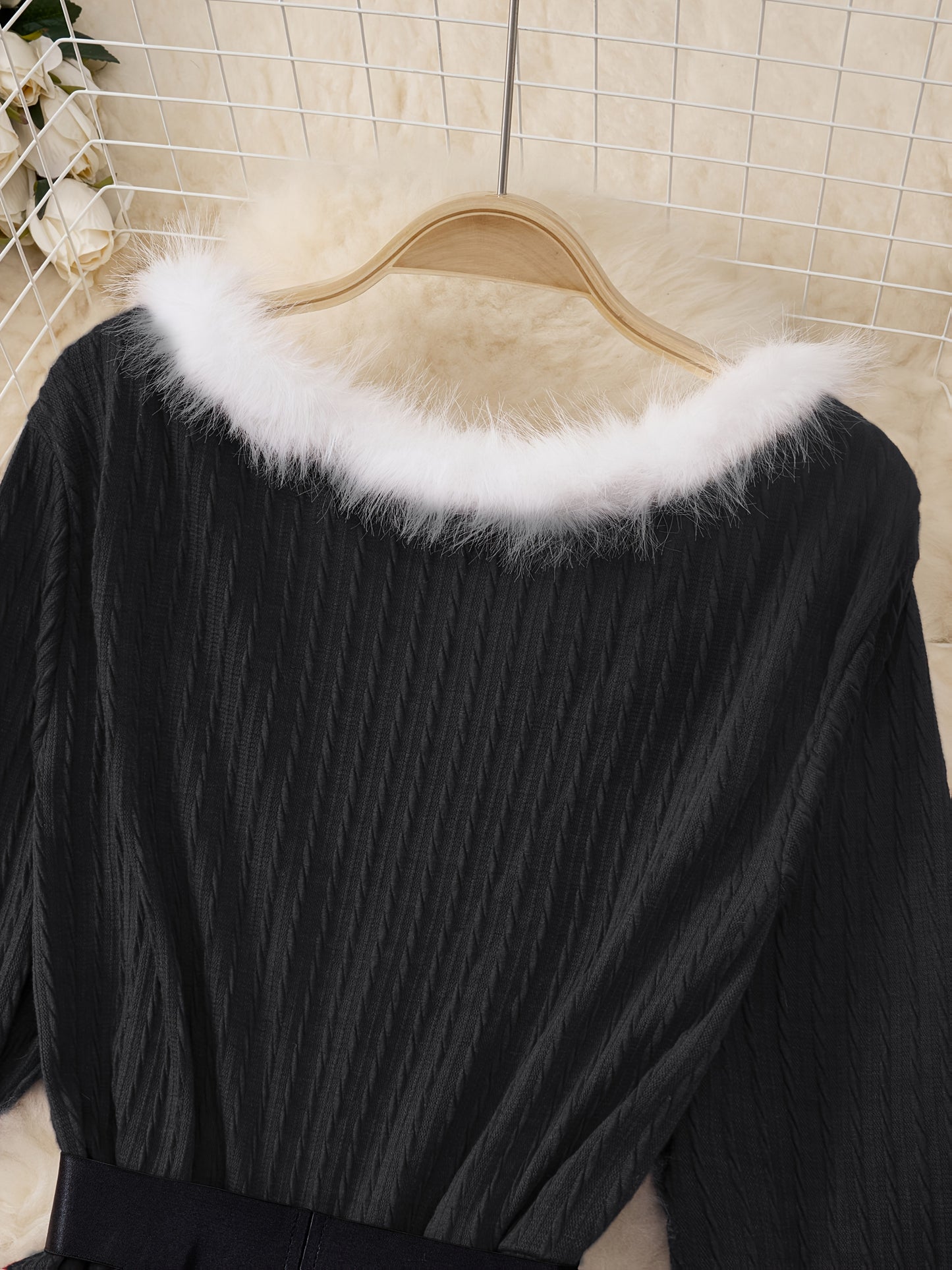 Plus Size - Plus Size, Women'S Elegant Formal Party Dress - Long Sleeve V-Neck with Adjustable Waist Belt, Flared Skirt - Elegant Evening Gown for Christmas, Galas, Weddings - Plus Size Friendly - Black Formal Attire, Formal