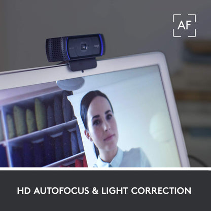 Logitech HD Pro Webcam C920, Widescreen Video Calling and Recording, 1080P Camera, Desktop or Laptop Webcam