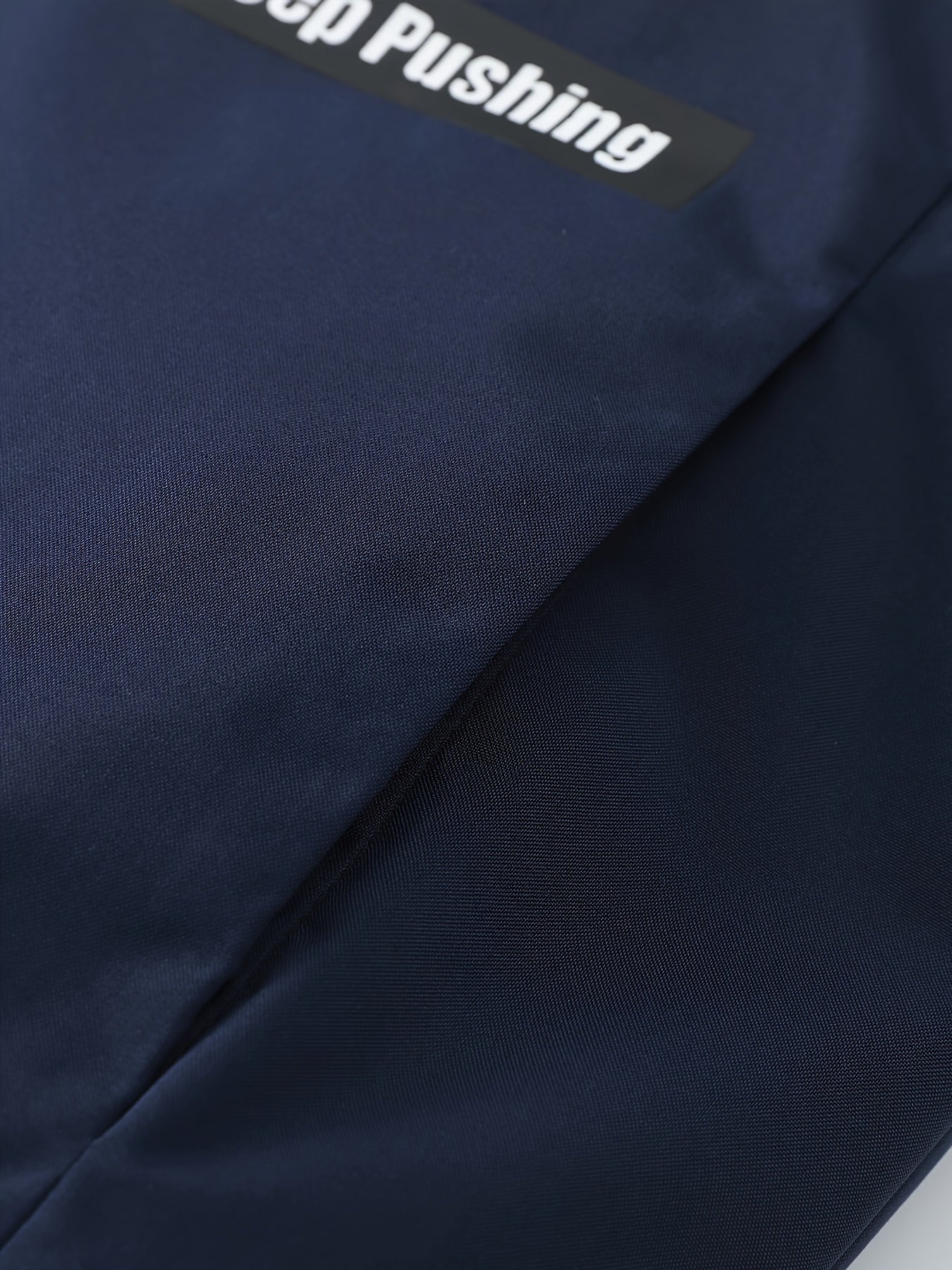 Men'S Casual Motorcycle Jacket, Warm Pilot Fashion Top 6023, 100% Polyester Hooded Collar with Alphabet Pattern, Long Sleeve Regular Fit, Non-Stretch Woven Fabric, Zipper Placket, with Pockets - 280gsm