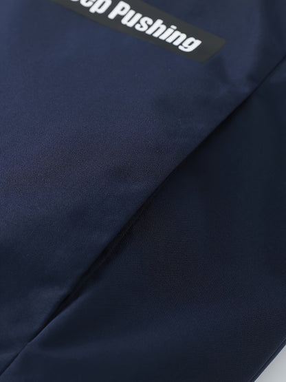 Men'S Casual Motorcycle Jacket, Warm Pilot Fashion Top 6023, 100% Polyester Hooded Collar with Alphabet Pattern, Long Sleeve Regular Fit, Non-Stretch Woven Fabric, Zipper Placket, with Pockets - 280gsm