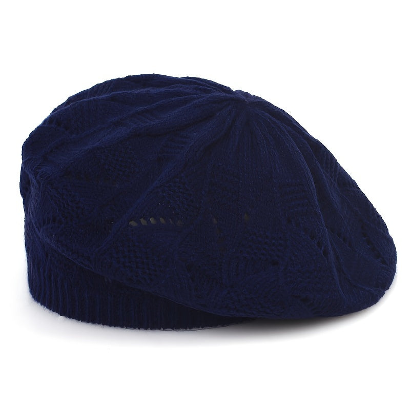 Hollow Out Breathable Beret Hats Casual Solid Color Painter Cap Elastic Berets For Women daily use