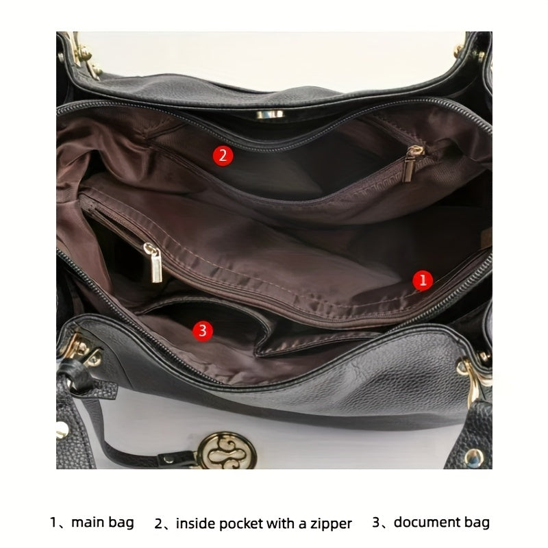 Women's Genuine Leather Shoulder Bag with Removable Strap