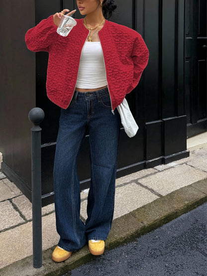 Միագույն կայծակաճարմանդով առօրյա բաճկոն