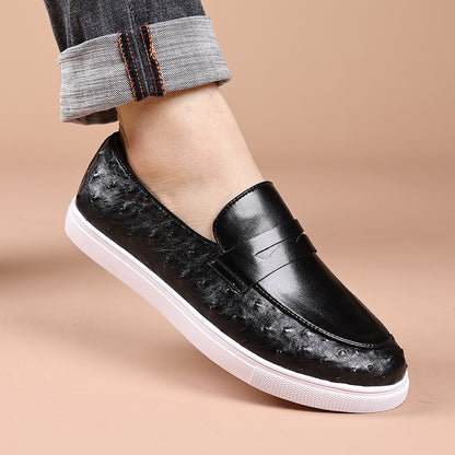 Plus-Size Men's Casual Loafers with White Rubber Soles