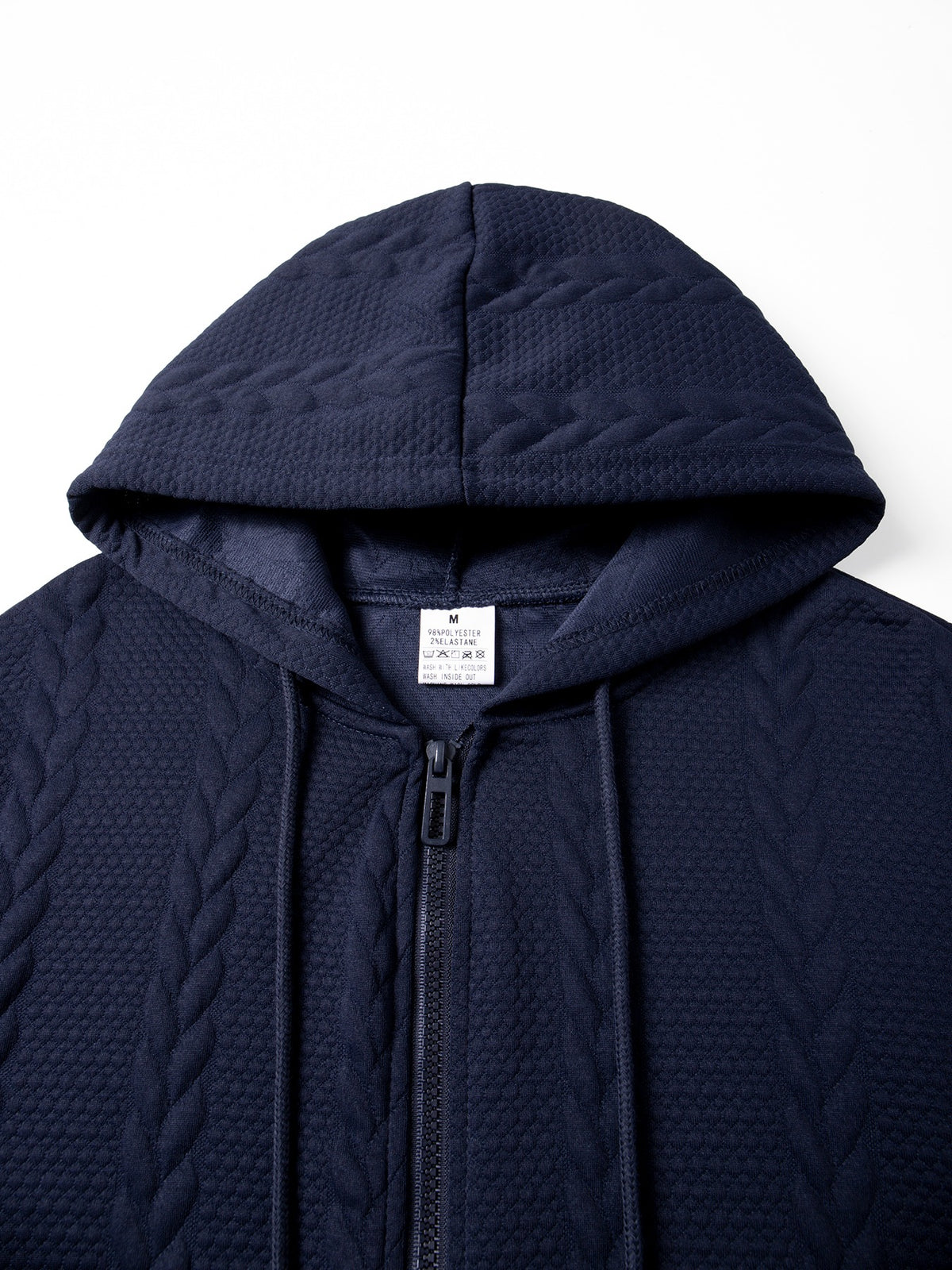 Men's Autumn Winter Hooded Textured Fleece Jacket with Zipper