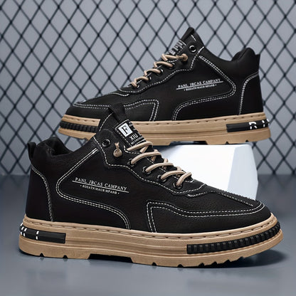 Men's Trendy Mid Top Skate Shoes, Durable Comfy Walking Shoes For Outdoor All Seasons - Traveling Hiking Activities