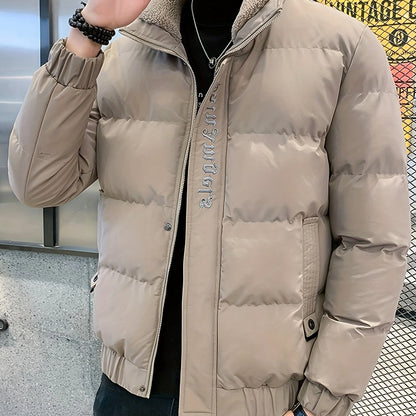 Տղամարդու ձմեռային բաճկոն - հաստ, տաք և նորաձև՝ կայծակաճարմանդով և գրպաններով, սև, ազատ չափսի՝ ցուրտ եղանակի համար, ձմեռային հագուստ