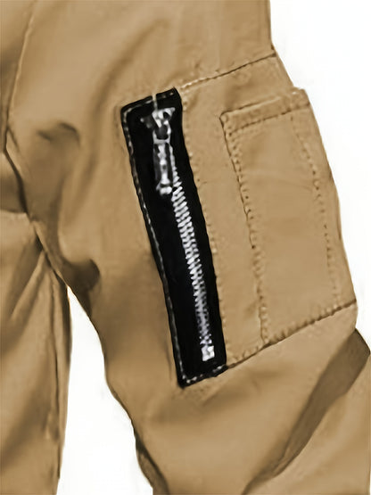 Men'S Warm Fleece-Lined Hooded Jacket with Plaid Details - Casual Winter Coat for Outdoor Activities, Zip-Up, Regular Fit, Polyester Lined, Functional Pockets, Windproof & Warm, Functional Winter Jacket | Stylish Men'S Jacket