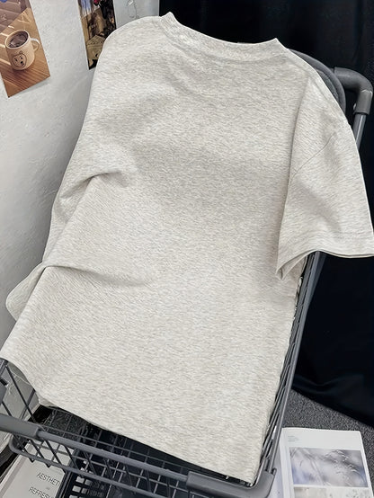 Women's Casual Cotton Love Pattern T-Shirt, Short Sleeve