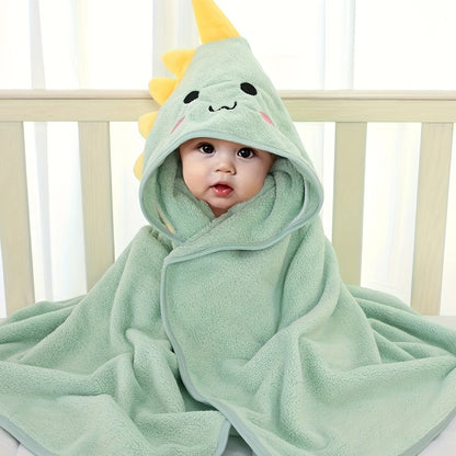 Adorable Animal Design Baby Boy's Soft Hooded Bathrobe - Super Absorbent & Quick-drying Blanket - Suitable For Aged 0-3