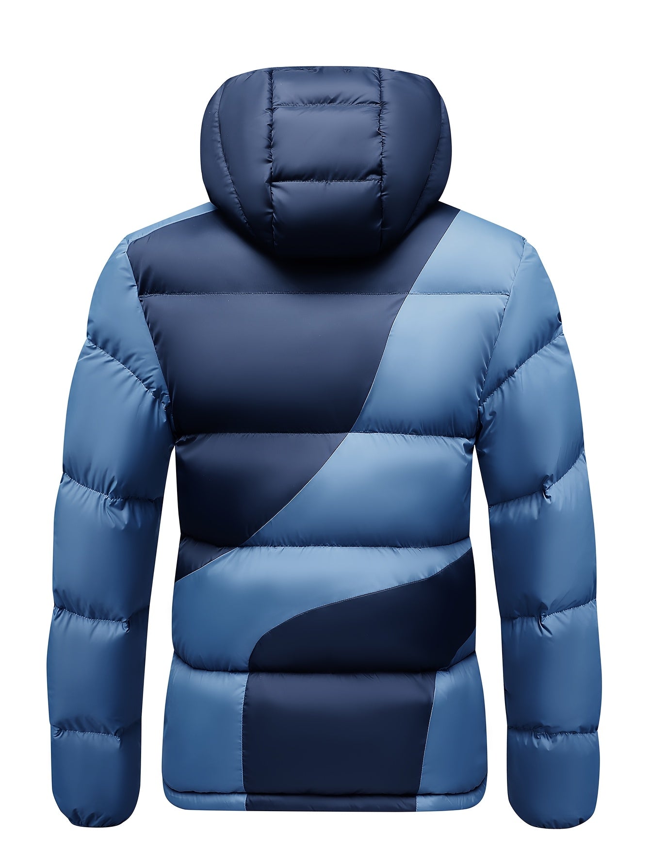 Men's Insulated Winter Jacket with Removable Hood & Thickened Lining - Dark Green/Black Color-Block Design, Zippered Pockets, Full-Zip Closure, Polyester Shell & Insulation for Casual Outdoor & Casual Attire - Cold Weather Co