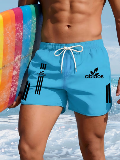 Men's Quick-Dry Summer Swim Shorts with Striped Design
