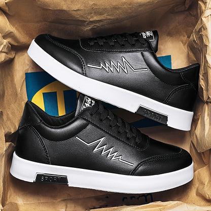 Men's White Casual Canvas Lace-Up Sneakers for All Seasons