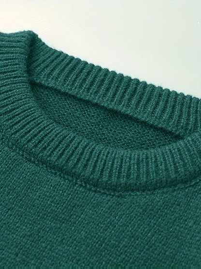 Men's Brown & Striped Sweater - Soft Round Neck Cable-Knit Winter Sweater with White Piping, Machine Washable Casual Pullover for Fall & Winter, Brown/Beige Horizontal Stripes, Ribbed Cuffs & Hem, Stylish Men's Sweater for Ev