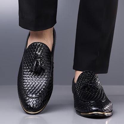 Men's Casual Woven Pattern Loafers with Pointed Toe