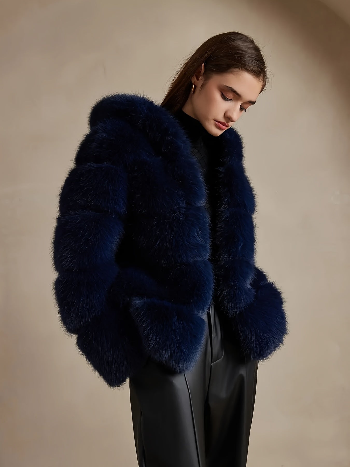 Women's Elegant White faux fur coat - Luxury Winter Outerwear with Single-Button Closure, Machine Washable Cold-Weather Jacket for Evening Events, Parties & Everyday - Chic Winter Coat for Women (Solid Color, O-Line Silhouett