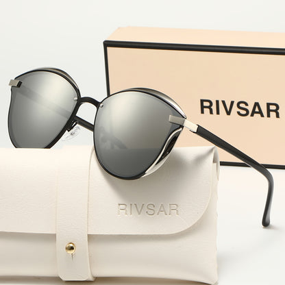 Unisex Cat Eye Polarized Sunglasses Lightweight Metal Frame