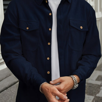 Men'S Long-Sleeve Business Casual Shirt in Lightweight Fabric for Spring And Summer, Featuring a Wrinkle-Resistant And Easy-Care Design.