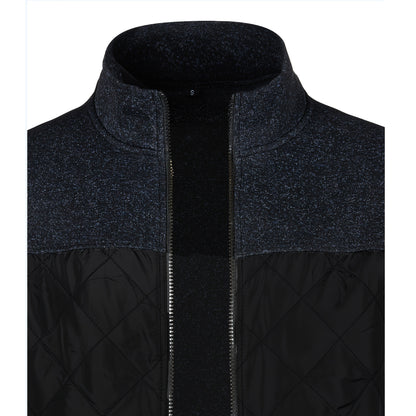 Men's Knitted Cardigan Jacket, Autumn Winter Casual Stand Collar Full Zip Coat, Long Sleeve Regular Fit Jacket