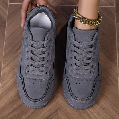 Breathable Fashion Sneakers - Casual Lace-Up Sports Shoes, Beige Faux Cover Low Tops with Durable TPR Sole, Comfortable Fabric Lining for All Seasons, Versatile Slipons|Minimalist Sneakers|Synthetic Cover Sneakers