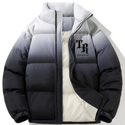 Տղամարդու գունային բլոկներով կարված բաճկոն - հարմարավետ բրդյա ծածկույթով ձմեռային բաճկոն՝ կանգնած օձիքով, կայծակաճարմանդով և բազմաթիվ գրպաններով՝ ամենօրյա հագուստի համար, ձմեռային բաճկոն, հաստ