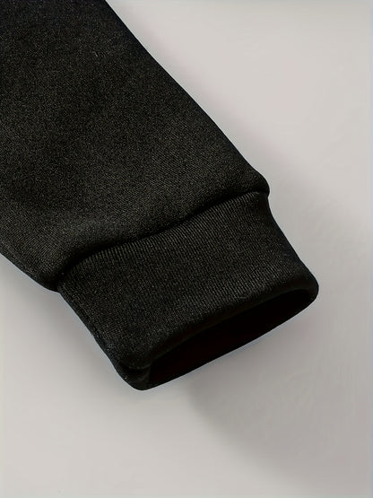 1 Set of 2pcs [Warm Fleece Jacket Set for Boys] Comfortable Fleece Jacket Boy Zip Hoodie And Pants Set | Letter Print, Long-Sleeved Casual Sportswear with Pockets, Perfect for Autumn And Winter Jogging And Outdoor Activities,