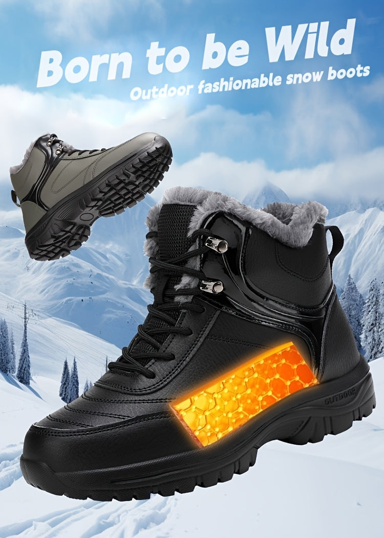 Men'S High-Top Snow Boots for Winter, Featuring Thickened Fleece for Warmth, Designed for Outdoor Activities with Slip-Resistant And Wear-Resistant Properties.