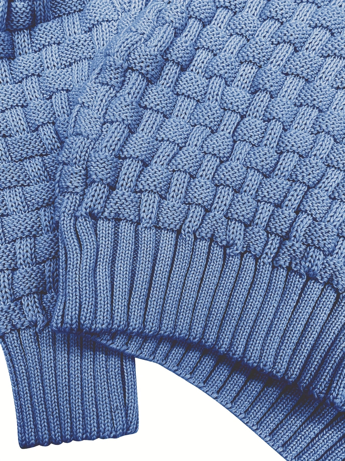 Men's Casual Waffle Pattern High Stretch Sweater, Chic Mature Pullover Sweater For Fall Winter