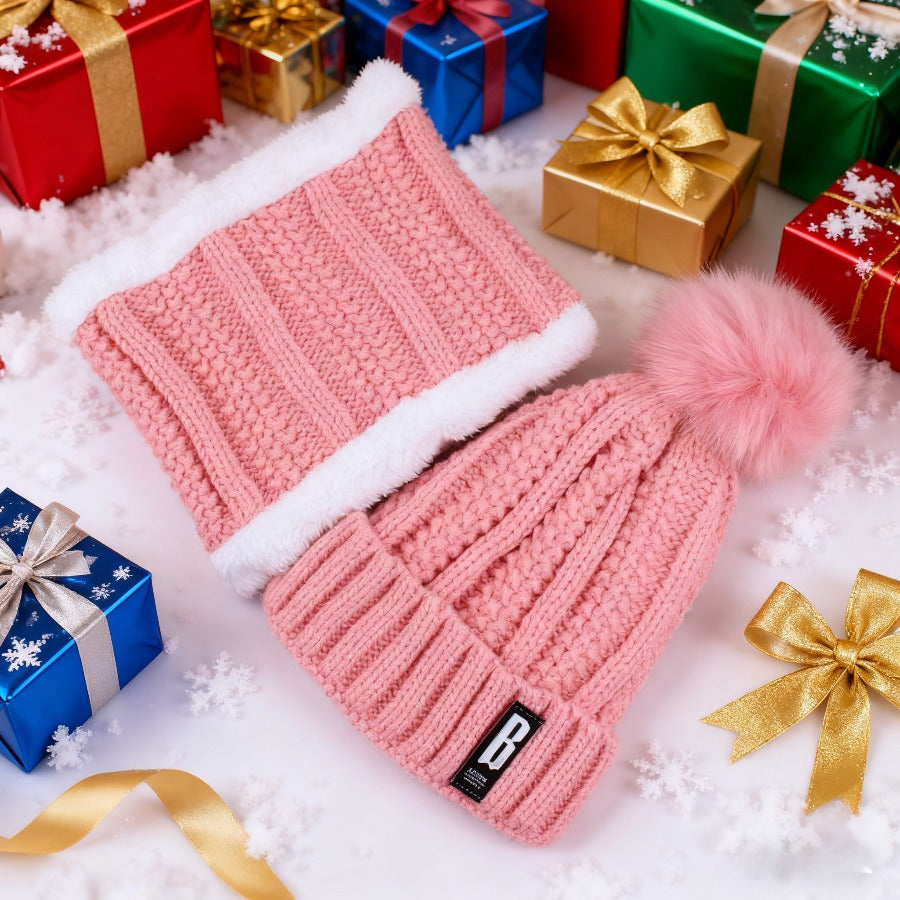 2pcs Winter Essentials Set - Thick Plush Pom Bucket Hat & Fleece-Lined Scarf | Windproof, Warm Beanie for Men & Women | Hand Wash Only, Winter Clothes, Cold Weather Gear, Cozy Headwear, Soft Texture, Stylish Headgear, Outdoor