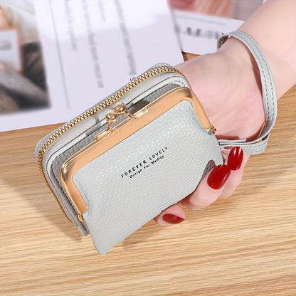 Small Credit Card Bag For Women, Multi Functional Kiss Lock Wallet, Fashion Zipper Coin Purse