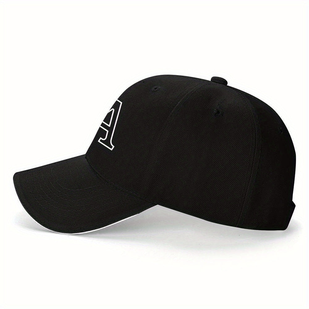 Lightweight Sports Baseball Cap with Ornate Letter A Print