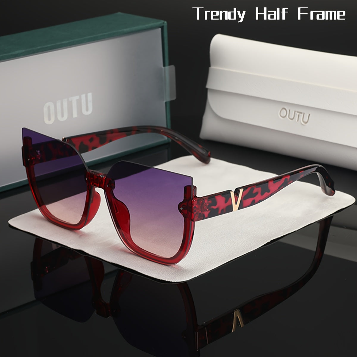 Trendy Semi-Rimless Cat-Eye Women's Eyewear with Polycarbonate Frame