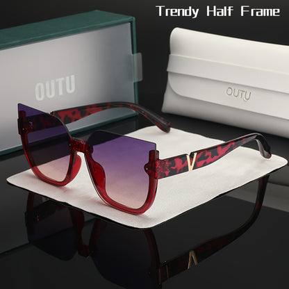 Trendy Semi-Rimless Cat-Eye Women's Eyewear with Polycarbonate Frame