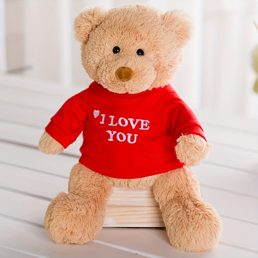 Justbecause I Love You Teddy Bear Plush with Removable T-Shirt - Huggable Stuffed Suitable for Kids, Birthdays, Bedtime & Cuddling - Soft Teddy Bears Gift for &