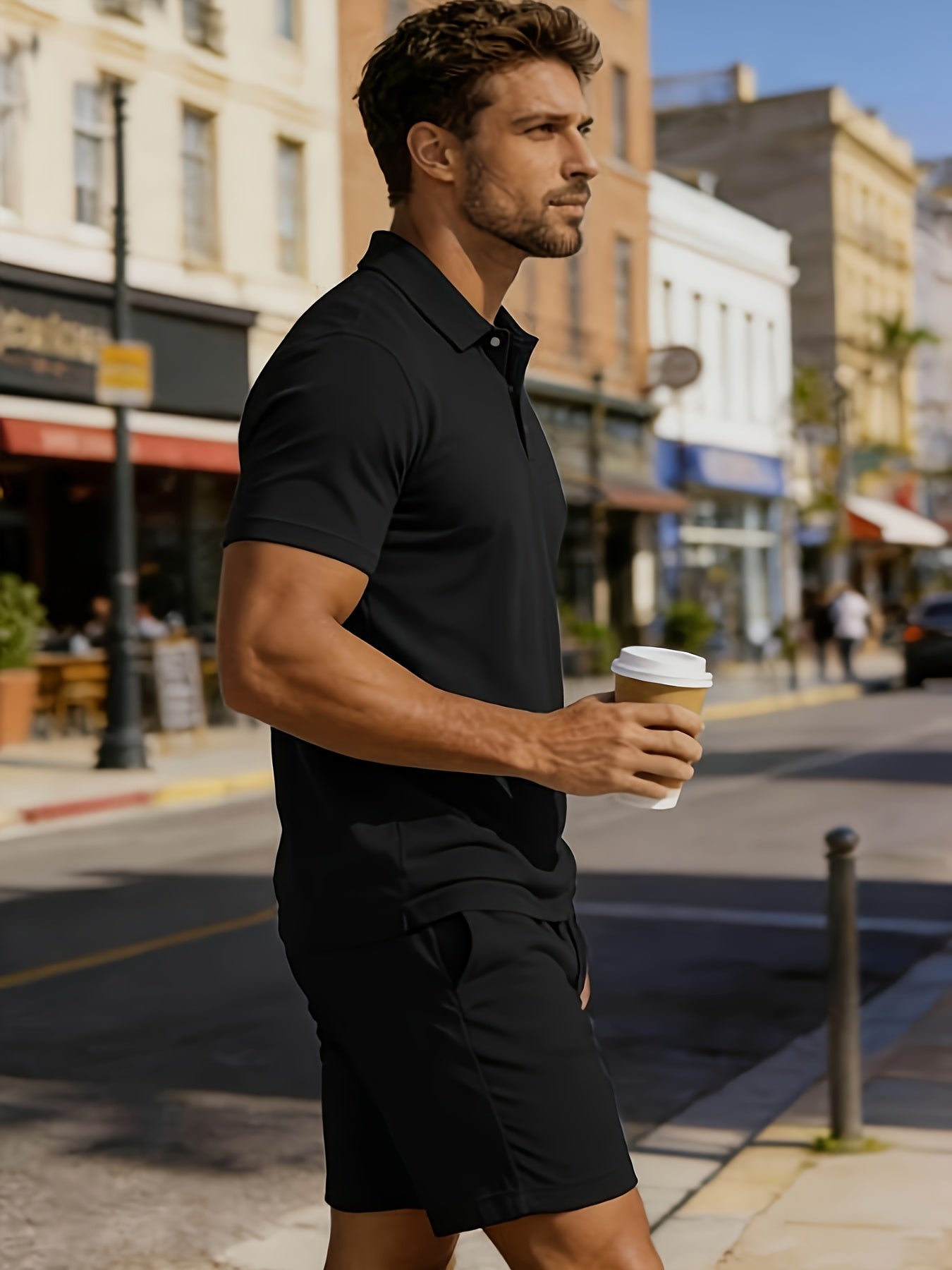 Men's Summer Casual Polo Collar Short Sleeve Set